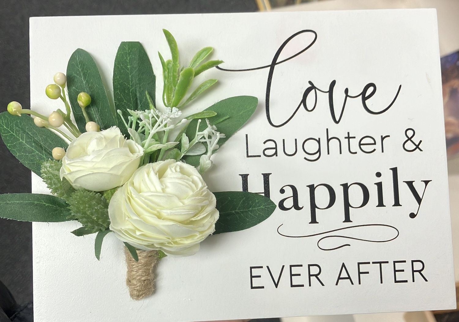 Ornate Word Block Love/Laughter/Happily.