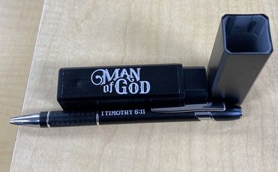 Pen Metal Man of God 1 Tim 6:11 Black
