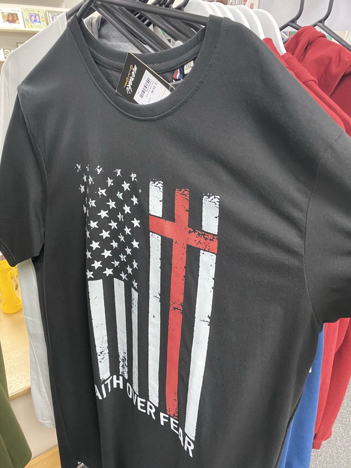 Tshirt Faith Over Fear (Flag) Black 2XL
