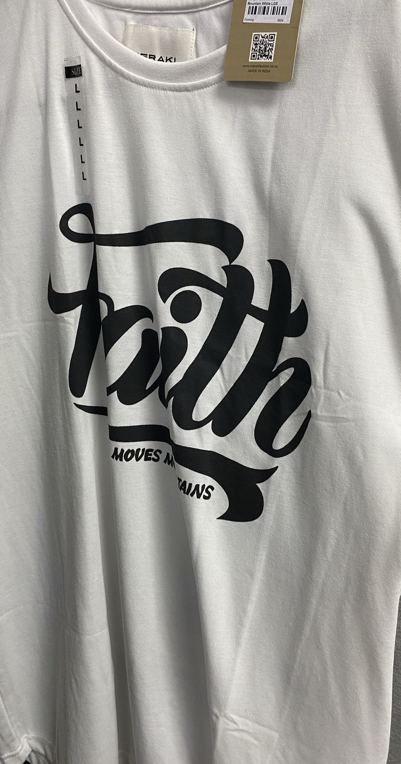 Tshirt Faith Moves Mountain White 3XL