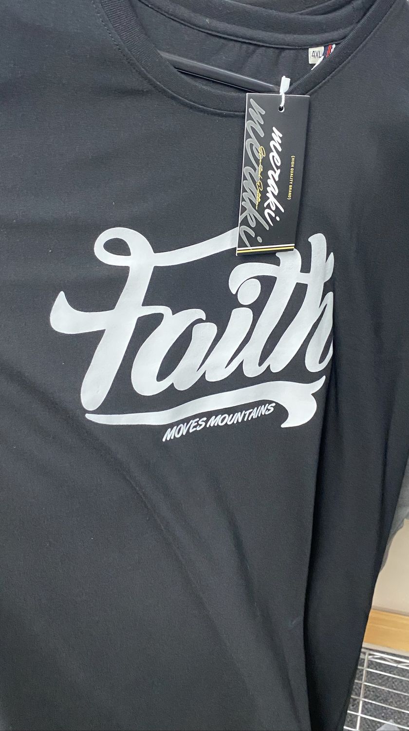 Tshirt Faith Moves Mountain Black 4XL