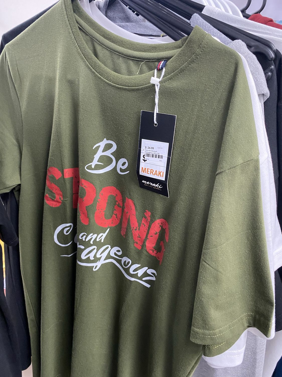 Tshirt Be Strong &amp; Courageous Olive LGE