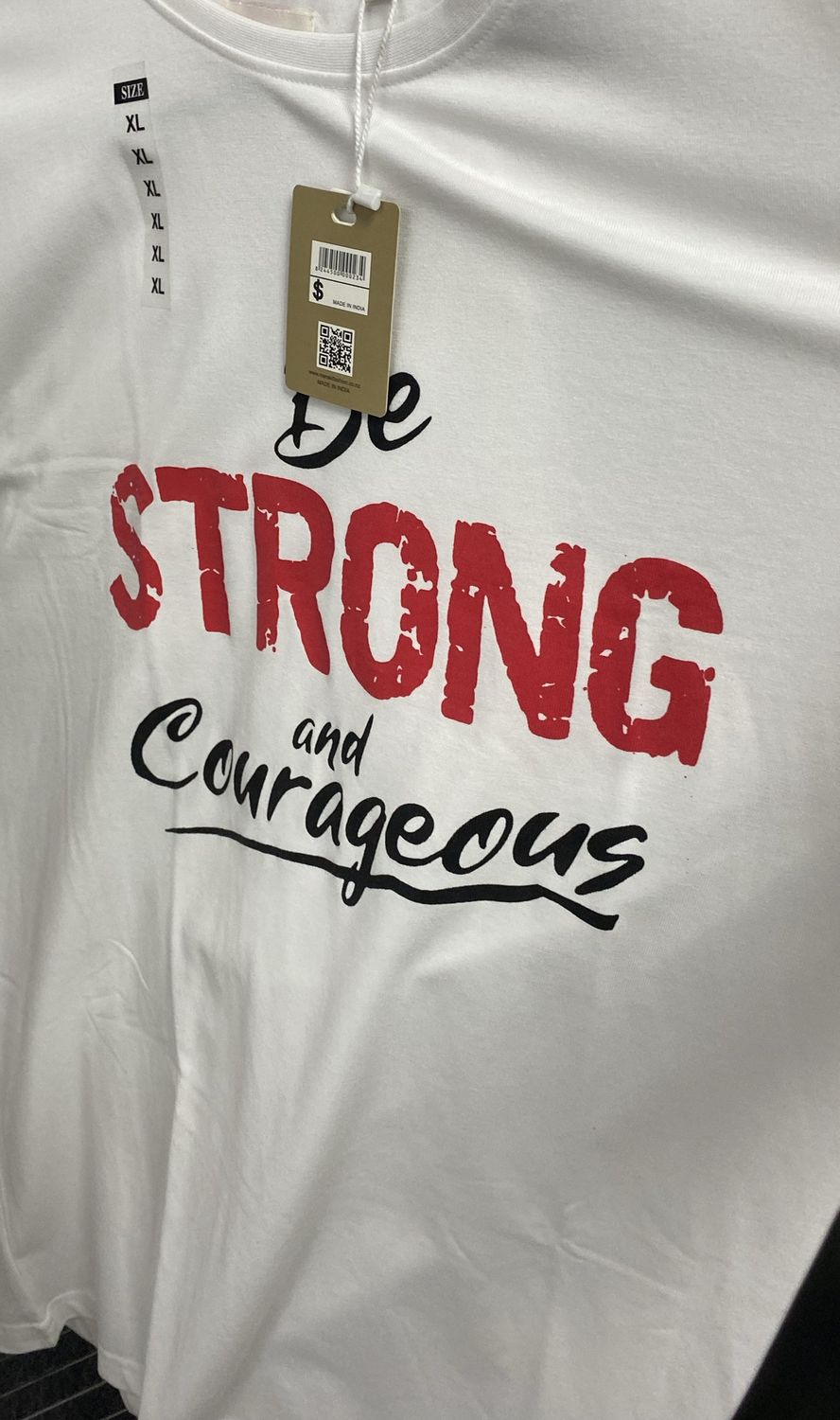 Tshirt Be Strong &amp; Courageous White 2XL