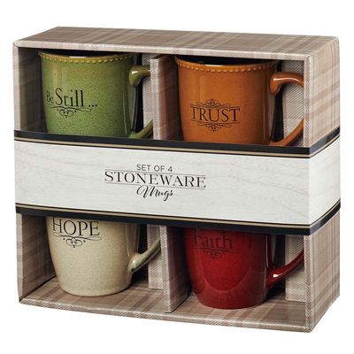 Mug Set Hope Be Still Faith Trust Stoneware