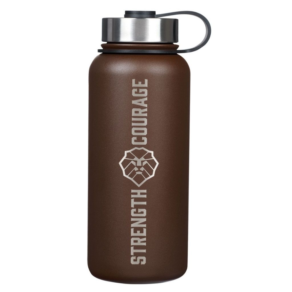 Water Bottle Brown Strength &amp; Courage Brown Lion