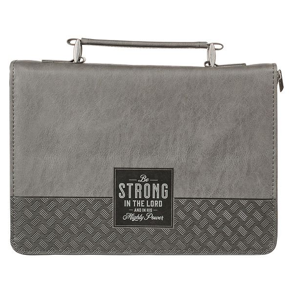Bible Cover Be Strong Grey Black XL