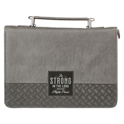 Bible Cover Be Strong Grey Black XL