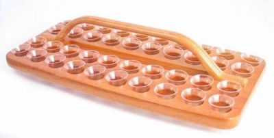 Communion Tray 40 Hole Light Wood Rect
