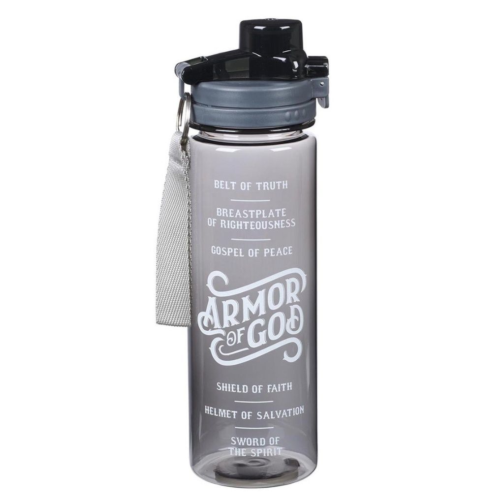Water Bottle Plastic Armour of God Black top