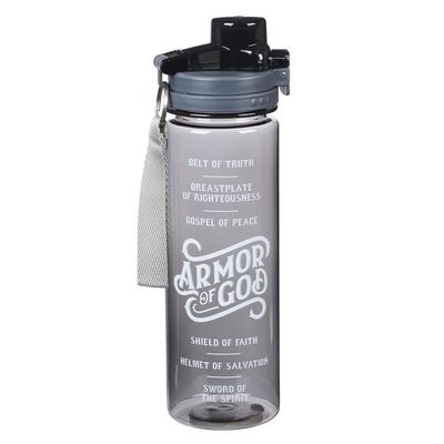 Water Bottle Plastic Armour of God Black top