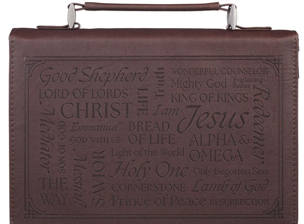 Bible Case Large Names of Jesus Walnut Brown