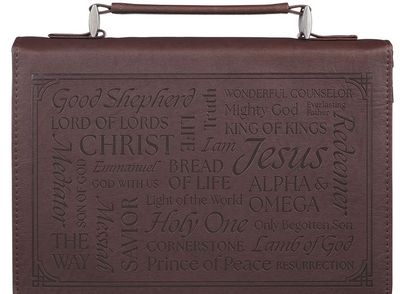 Bible Case Large Names of Jesus Walnut Brown