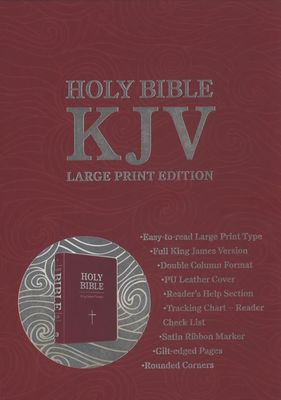 KJV Large Print PU - Burgundy (Sandinavia)