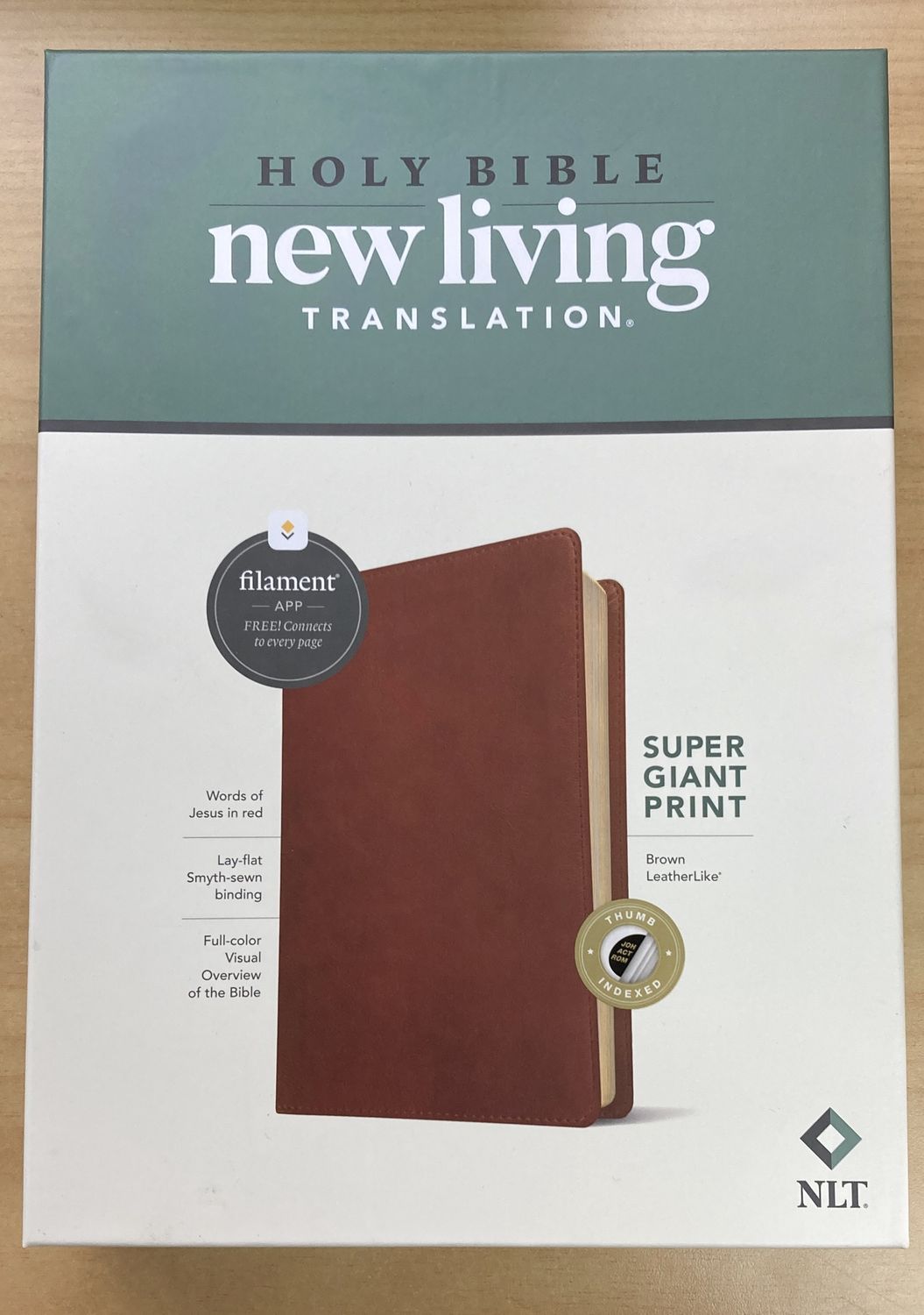 NLT Super Giant Print Bible Filament Brown Indexed