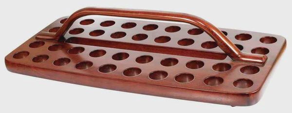 Communion Tray 40 Hole Dark Wood Rectangle