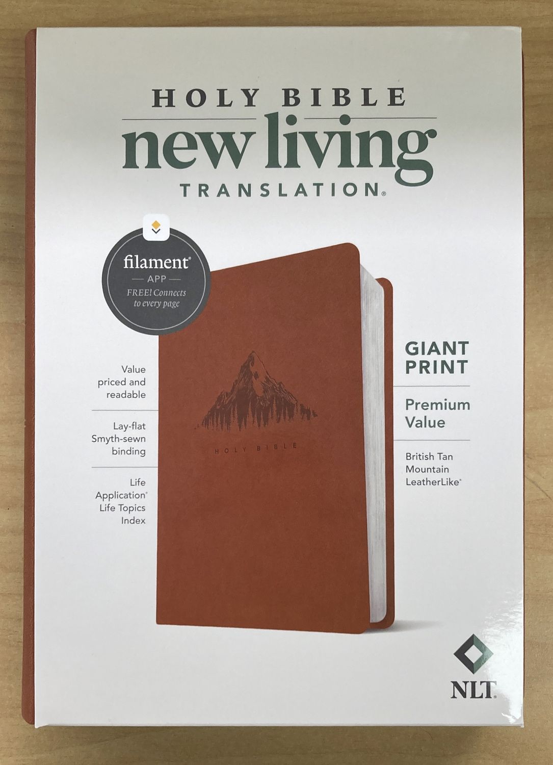 NLT Bible Giant Print Premium Value Filament Tan Mountain