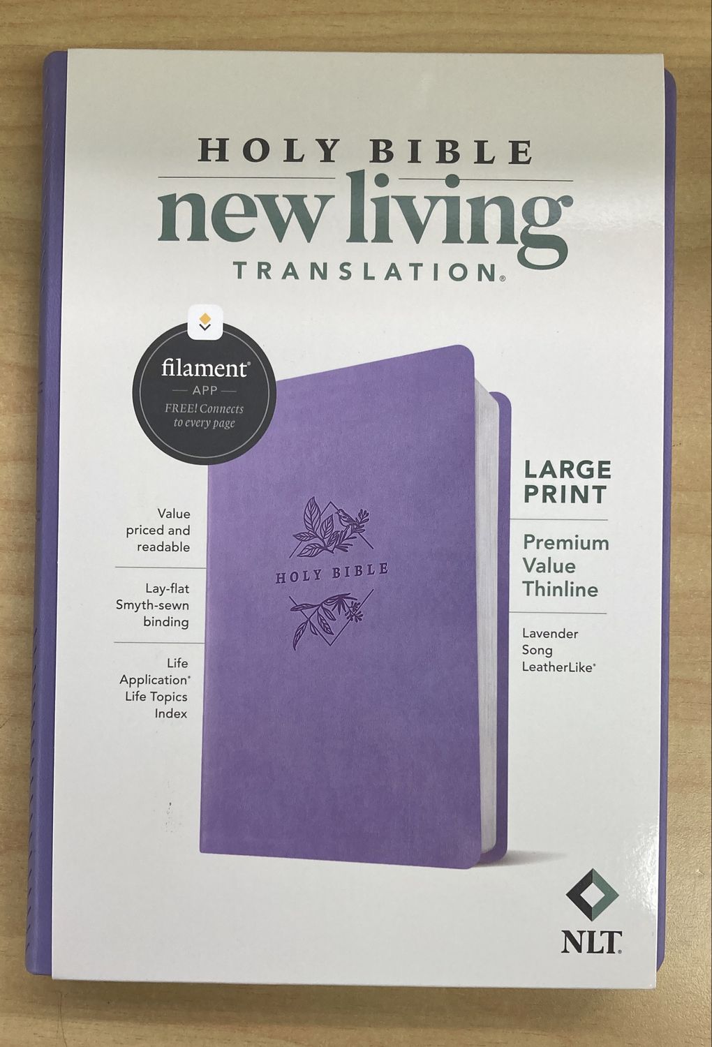 NLT Bible Large Print Premium Value Thinline Filament Lav