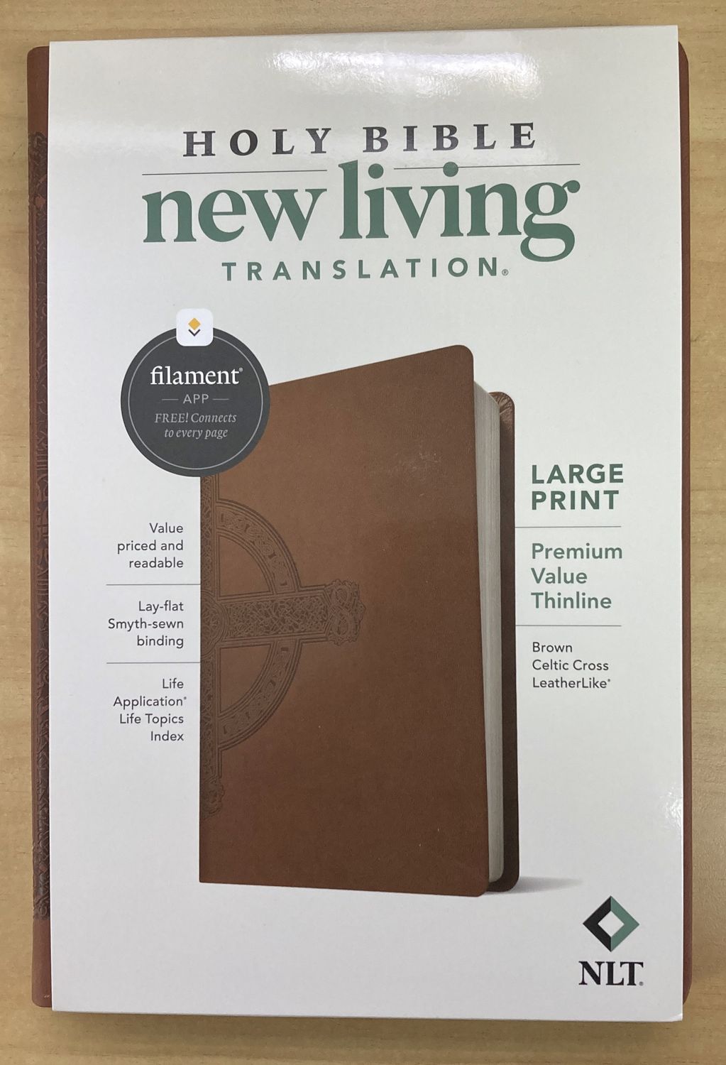NLT Bible Large Print Premium Value Thinline Filament Brown