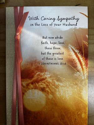 Greeting Card: Sympathy Husband #01 With Caring Sympathy Orange Ribbon