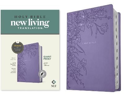 NLT Giant Print Bible, Filament Enabled LeatherLike Lavender Floral Red Letter Indexed