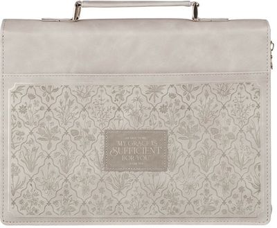 Bible Case Medium My Grace Is Sufficient Wildflower Taupe
