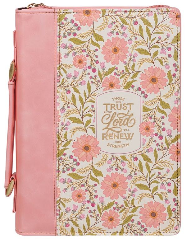 Bible Case Medium Those Who Trust in the Lord Floral Coral