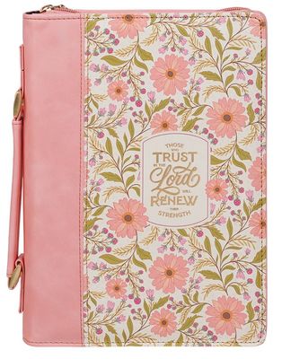 Bible Case Medium Those Who Trust in the Lord Floral Coral