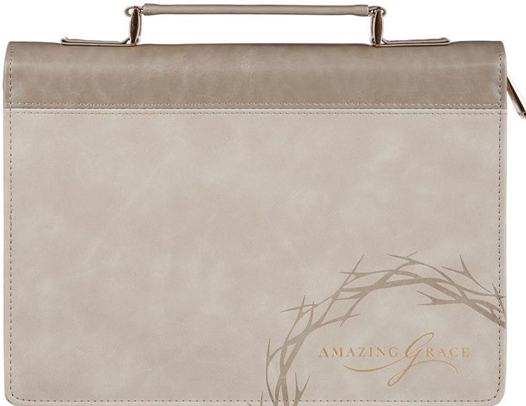 Bible Cover MED Amazing Grace Taupe Isa. 53:5