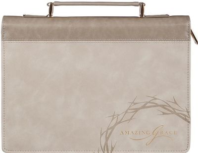 Bible Cover MED Amazing Grace Taupe Isa. 53:5