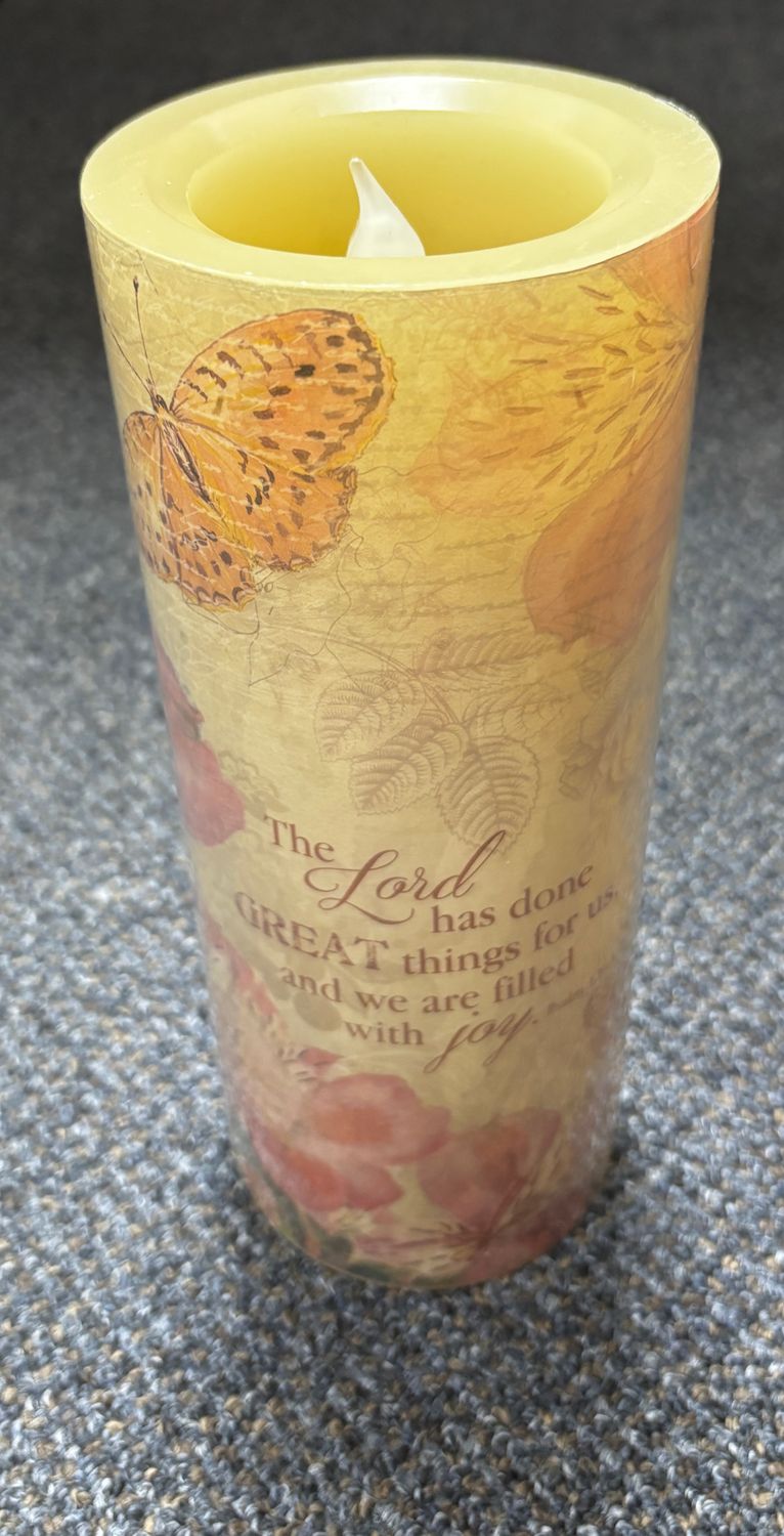 Candle LED large Great Things the LORD has done