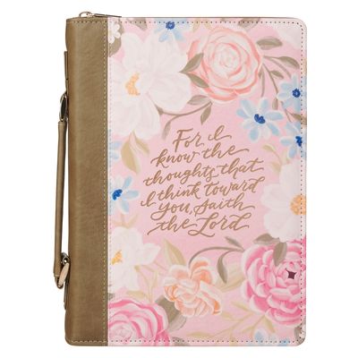 Bible Cover Medium Fashion Pink Floral for I Know the Thoughts Jer. 29:11