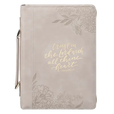 Bible Cover, Medium, Trust in the Lord Taupe Faux Leather Fashion - Proverbs 3:5
