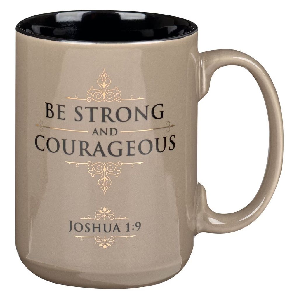 Mug Be Strong &amp; Courageous Walnut &amp; Tan