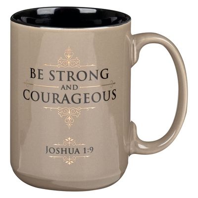 Mug Be Strong &amp; Courageous Walnut &amp; Tan