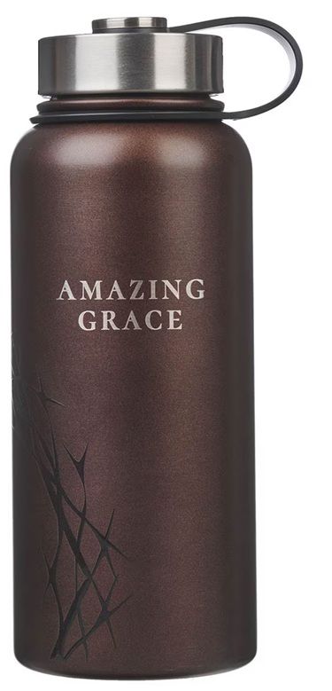 Water Bottle Amazing Grace Crown of Thorns Metallic Brown Stainless Steel
