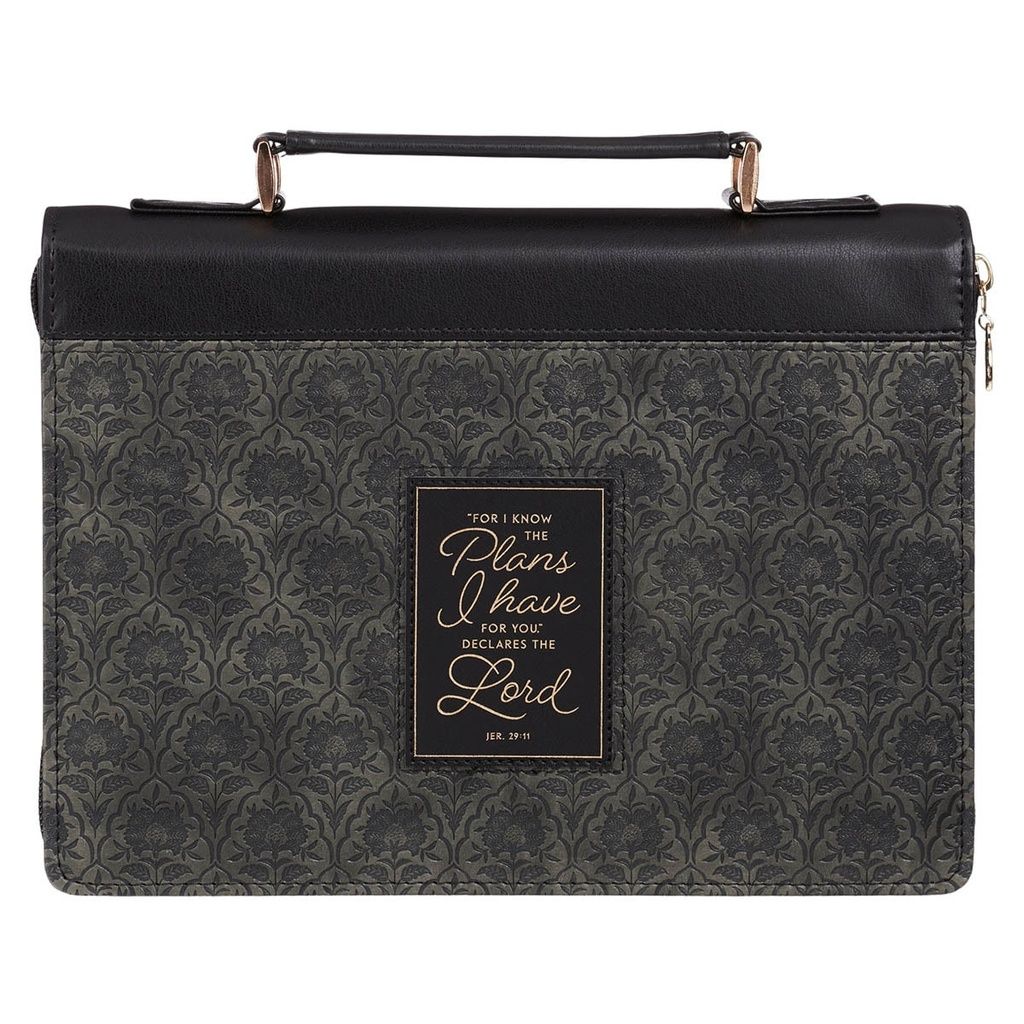 Bible Case Medium I Know the Plans Fashion Black Floral