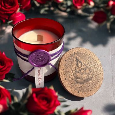 Sacred Desire - Peach Moonstone & Rhodonite Connection Candle