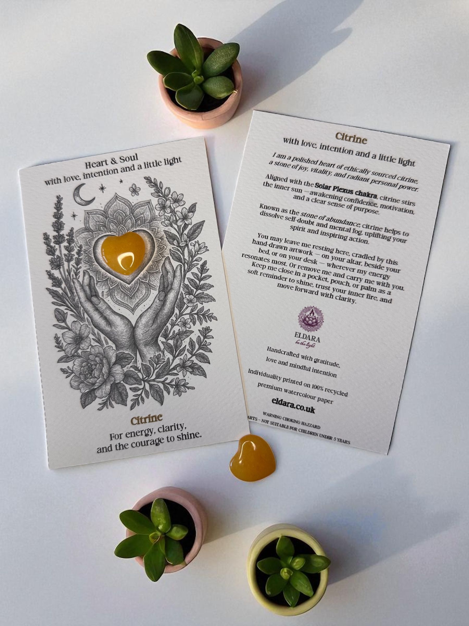 Heart and Soul - Citrine Crystal Card