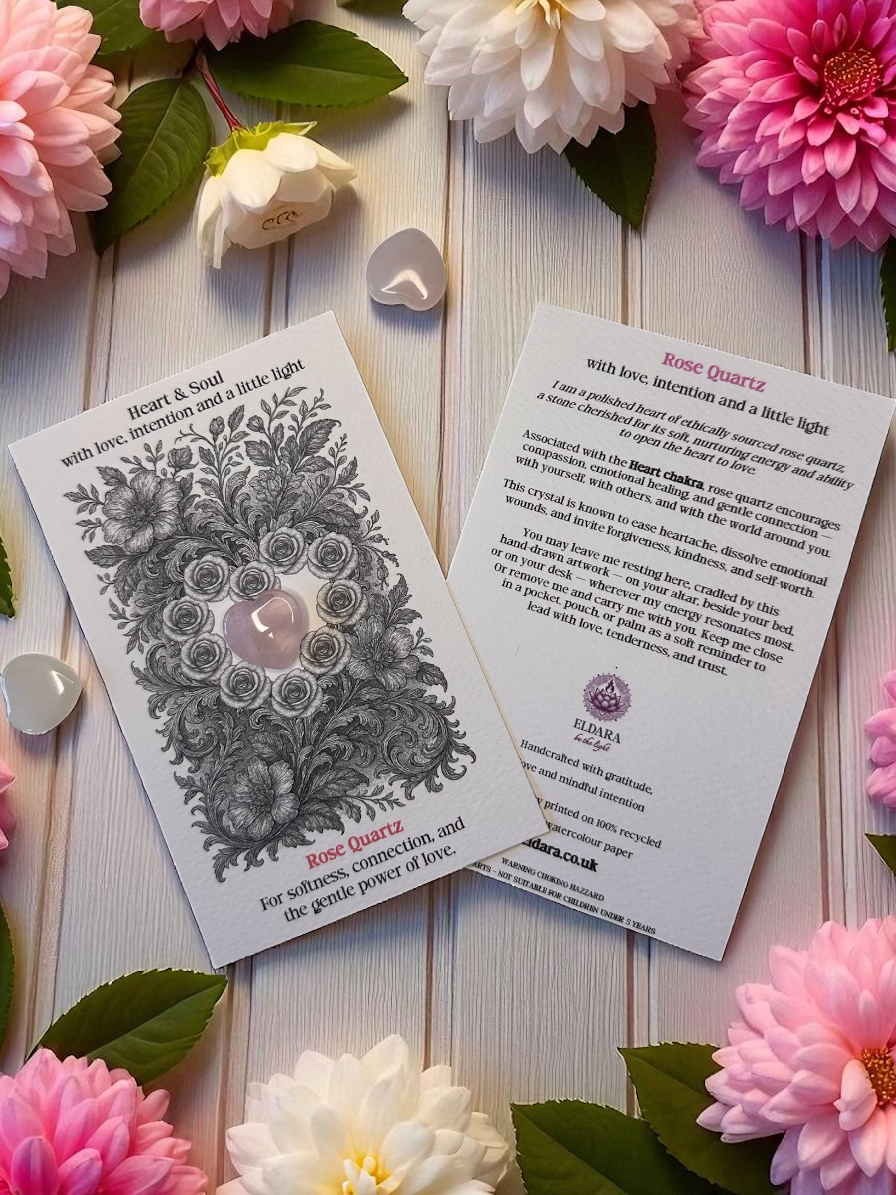 Heart and Soul - Rose Quartz Crystal Card