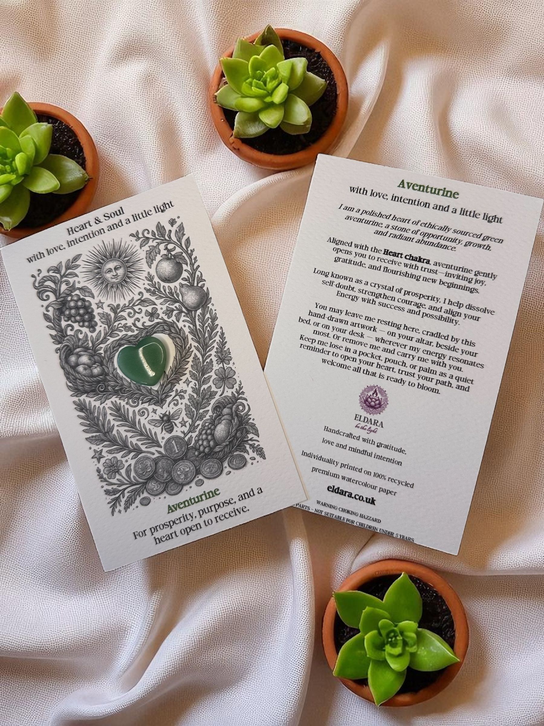 Heart and Soul - Aventurine Crystal Card