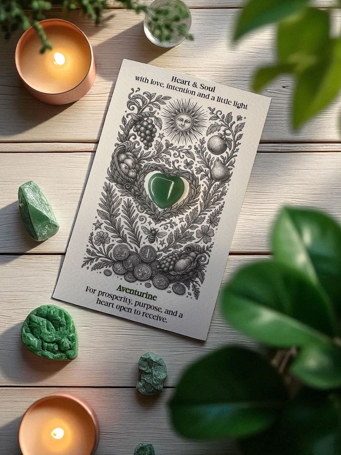 Heart and Soul - Aventurine Crystal Card
