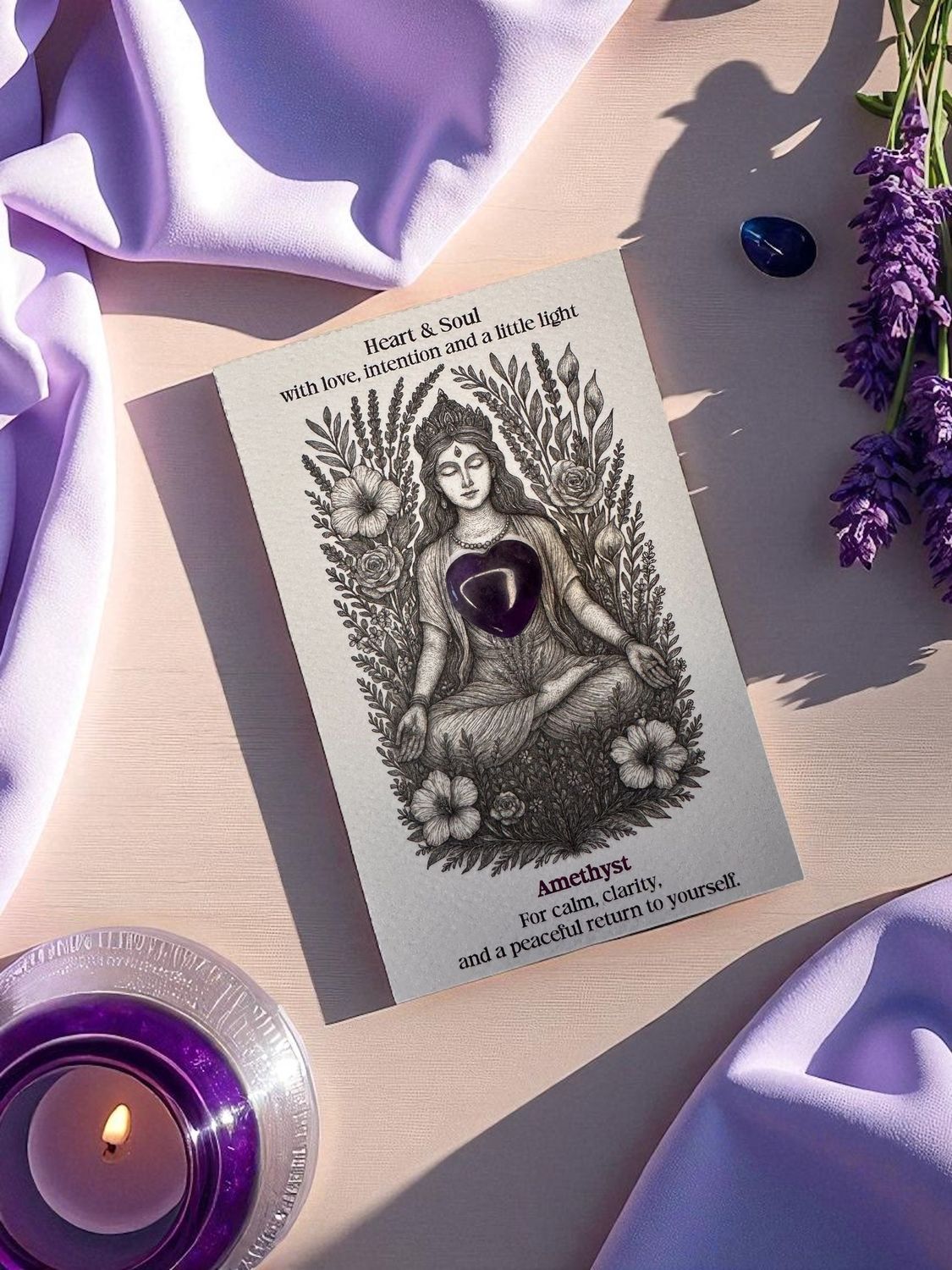 Heart and Soul - Amethyst Crystal Card