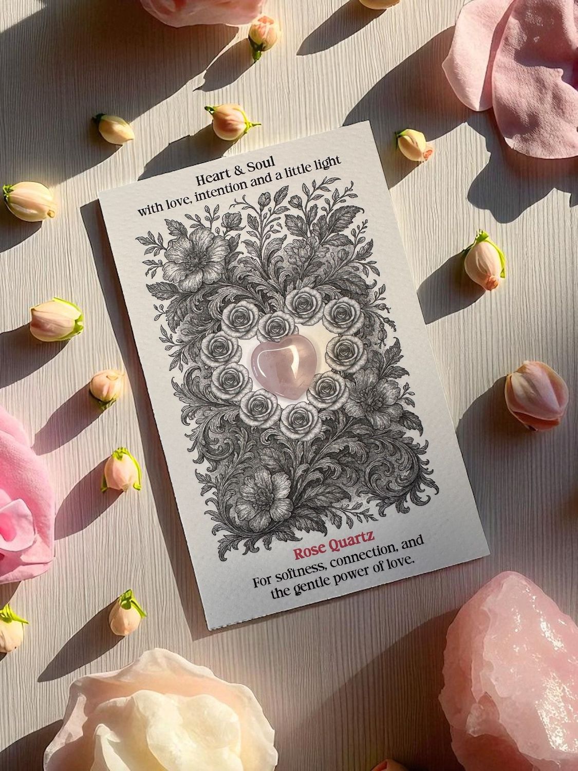 Heart and Soul - Rose Quartz Crystal Card