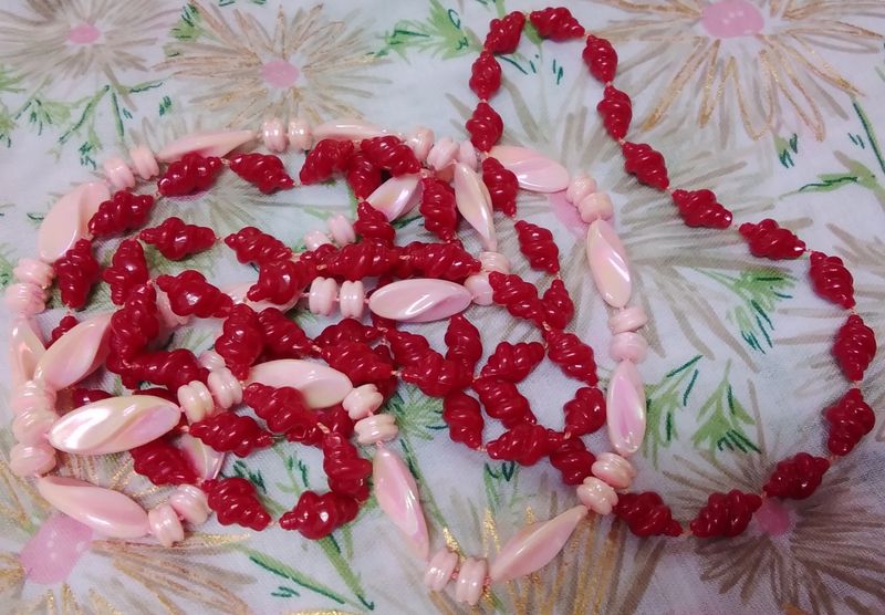 Two vintage Czech fused plastic bead necklaces