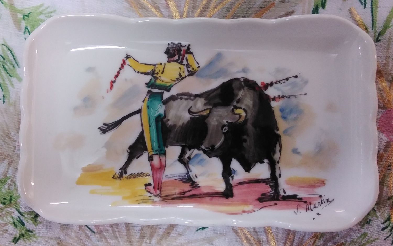 Spanish bullfighter 1960s trinket dish