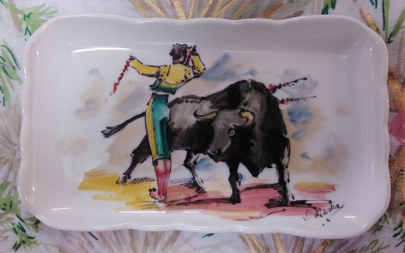 Spanish bullfighter 1960s trinket dish