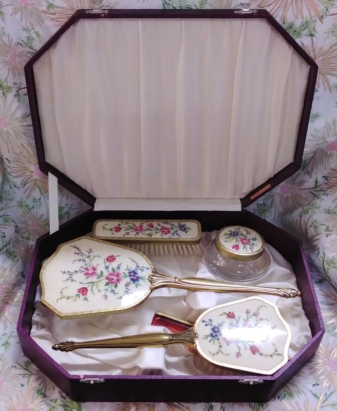 Petit point dressing table set