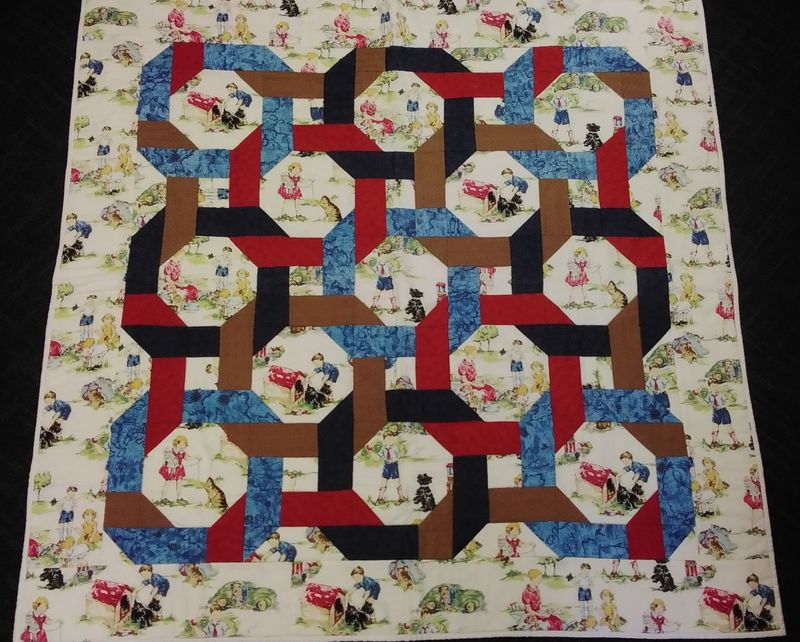 Vintage print cot quilt/play mat
