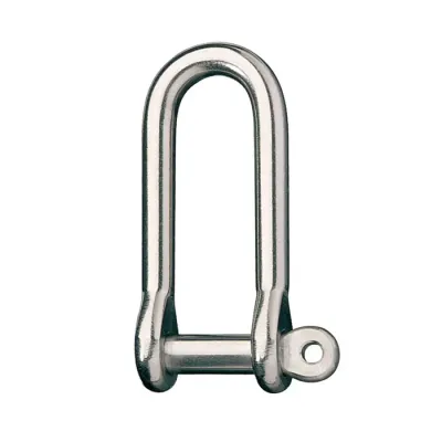 Stainless Steel Long D Shackle, 5/16" Pin, Coined Head with Hole Stainless Steel Long D Shackle, 5/16" Pin, Coined Head with Hole