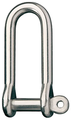 Stainless Steel Long D Shackle, 3/8" Pin, Coined Head with Hole Stainless Steel Long D Shackle, 3/8" Pin, Coined Head with Hole